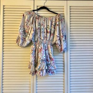 LF light grey floral off the shoulder romper